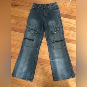 Rare y2k Flared Big Flared Legged Cargo Jeans